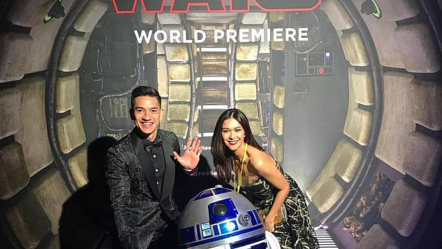 Nana Mirdad dan Andrew White saat menghadiri premiere Star Wars: The Last Jedi di Los Angeles, AS, pada awal Desember 2017. (Instagram - @andrew.white._)