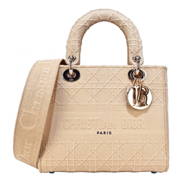 黛安娜王妃愛包 Lady Dior經典戴妃包 2020新款帆布材質搭配3D籐格紋刺繡優雅經典色調展現自我穿搭風格