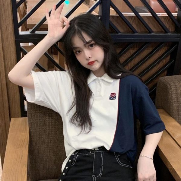 衣服女2019新品韓版泫雅風短袖古著感少女學生t恤港味Polo衫ins潮