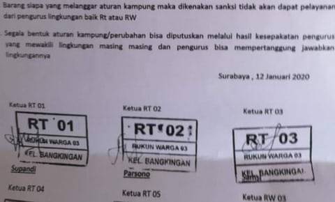 Surat Edaran Rw Di Surabaya Soal Iuran Bagi Nonpribumi Dievaluasi