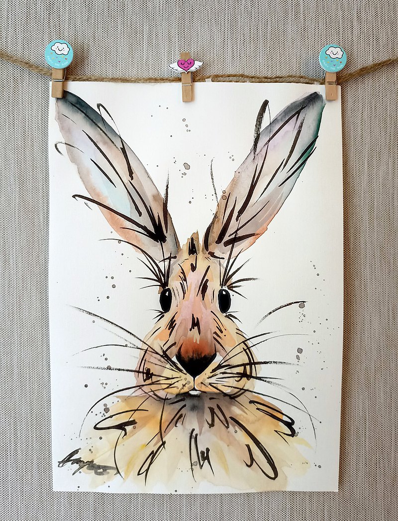 Anne Gorywine 的水彩原版兔子房間裝飾兔子畫兔子