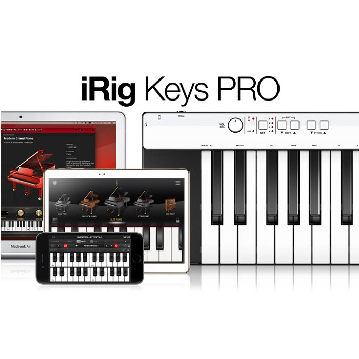 ★ IK Multimedia (原廠正品) iRig Keys Pro -iPhone/ iPad/ PC/ MAC 通用型 MIDI 音樂主控鍵盤！★ 原廠總公司正品 功能特色 37鍵力度感應全尺