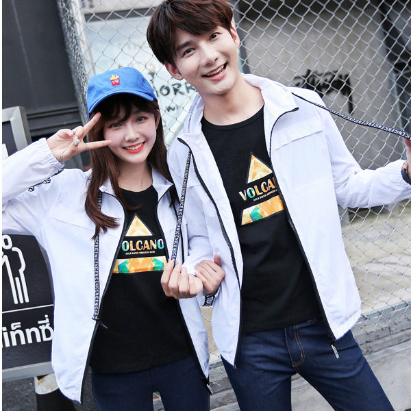 情侶款拉鍊英字休閒連帽外套.防風外套【TJ-Y26】(ROVOLETA)