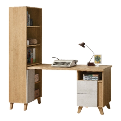 D&T德泰傢俱 JOYE清水模風格2尺書櫃搭配書桌-150x55x150cm