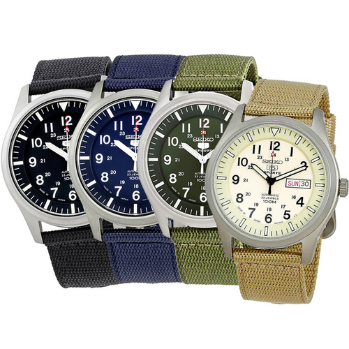 SEIKO 盾牌5號 野戰夜光第三代機械帆布錶-4色可選/日本版