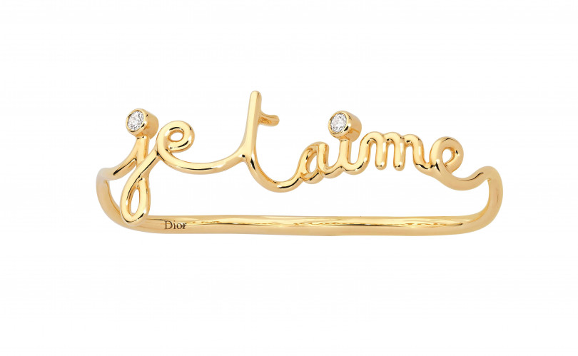 DIOR「Oui系列」Je t'aime黃K金鑲鑽雙指戒╱65,500元（圖╱DIOR提供）