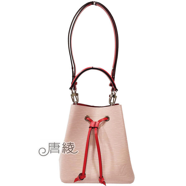 【Louis Vuitton 路易威登】M53609 經典Neonoe BB系列帆布印花牛皮鑲飾束口手提/斜背水桶包(粉色)