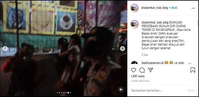 Viral Momen Ayah Batal Bunuh Diri karena Luluh Bujukan Buah Hati (Instagram/Disdamkar_kab_bdg).