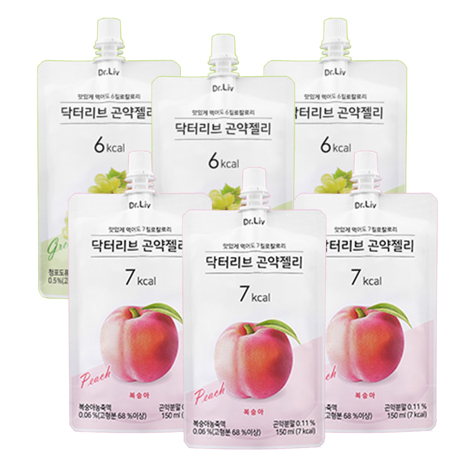 ivenet - Dr.Liv低卡蒟蒻果凍-青葡萄x3水蜜桃x3