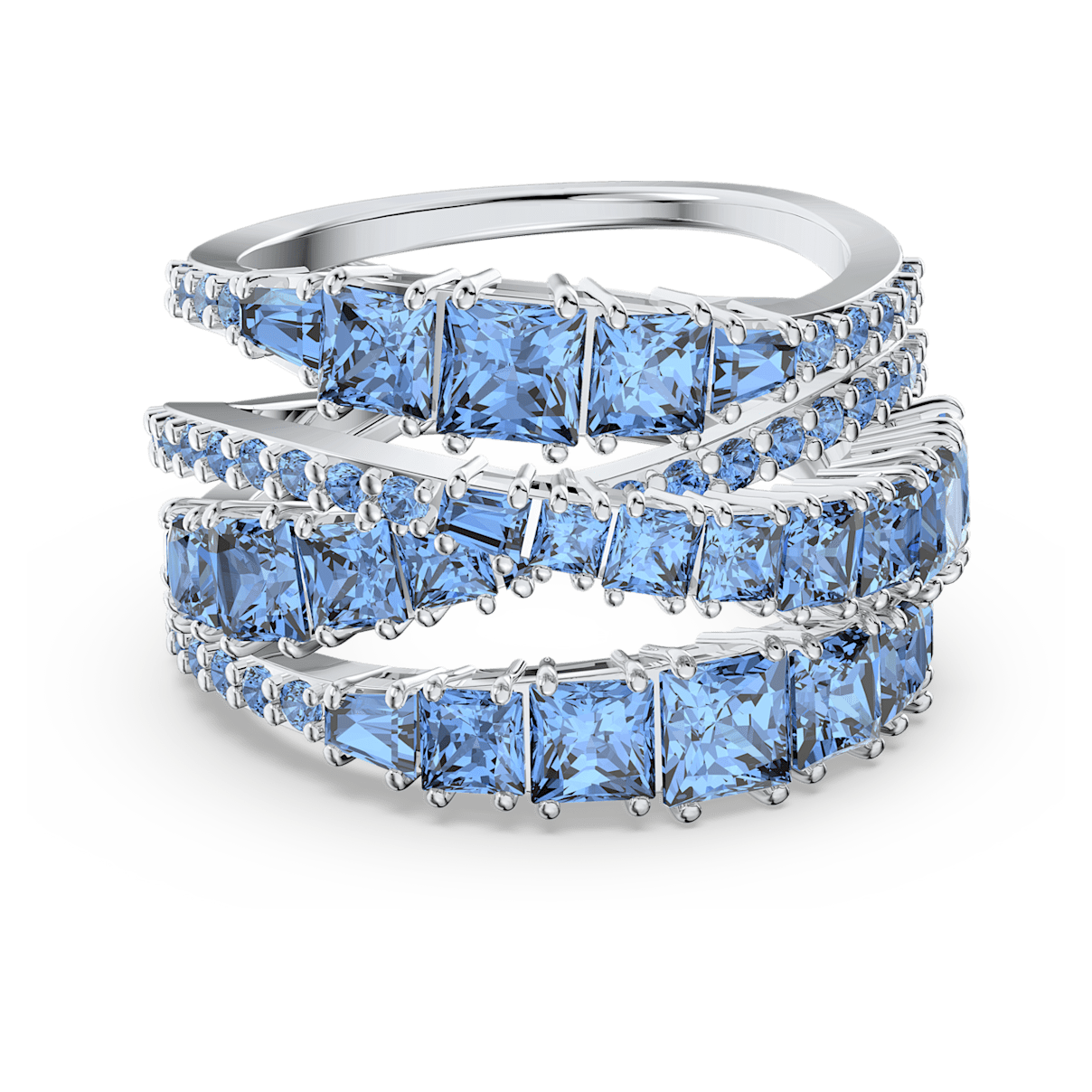 Swarovski Twist Wrap 戒指, 藍色, 鍍白金色