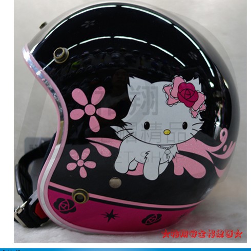 GRS 368 Charmmy Kitty 黑色 玫瑰花 010 復古帽 半罩 小頭安全帽 368《裕翔》