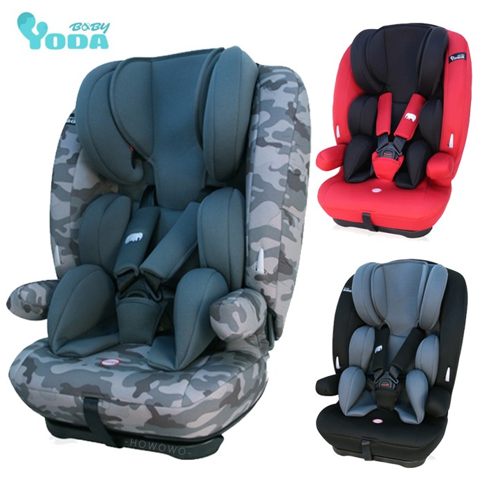 YoDa 成長型兒童安全座椅 第二代款式：騎士黑、耀眼紅、極地迷彩1. 專為9個月~12歲孩童設計(約9~36公斤) 2. 配合孩童成長 頭枕/內置安全帶可多段式調整3. 枕部包覆式設計 支撐孩童睡眠