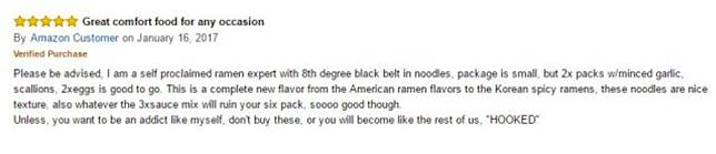 Komentar tentang Indomie dari pembeli di Amazon (Foto: amazon.com)
