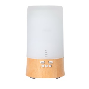 間歇噴霧三種模式 底座採質感仿木底座，高質感玻璃上蓋 七彩變化LED 燈(可調整) 內鍵五種自然音樂：鳥/水流/燒木柴/風/浪，可自動選擇 音樂播放器 ：可接MP3或手機，播放音樂。音質佳(贈音源線)