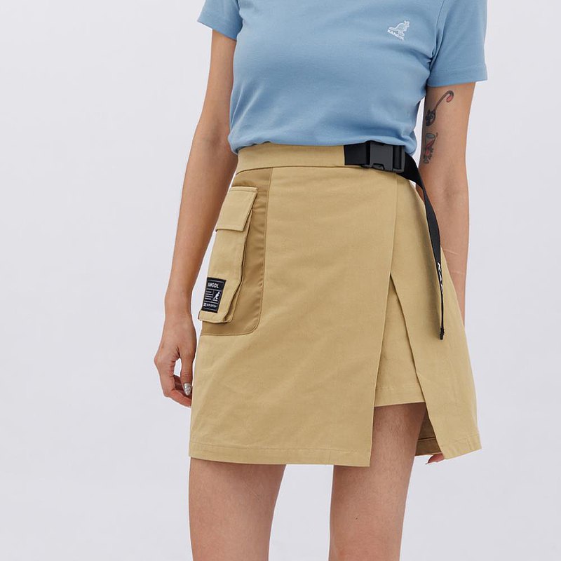 【KANGOL】春夏新品/ 工裝短褲裙 - 卡其_6322150132