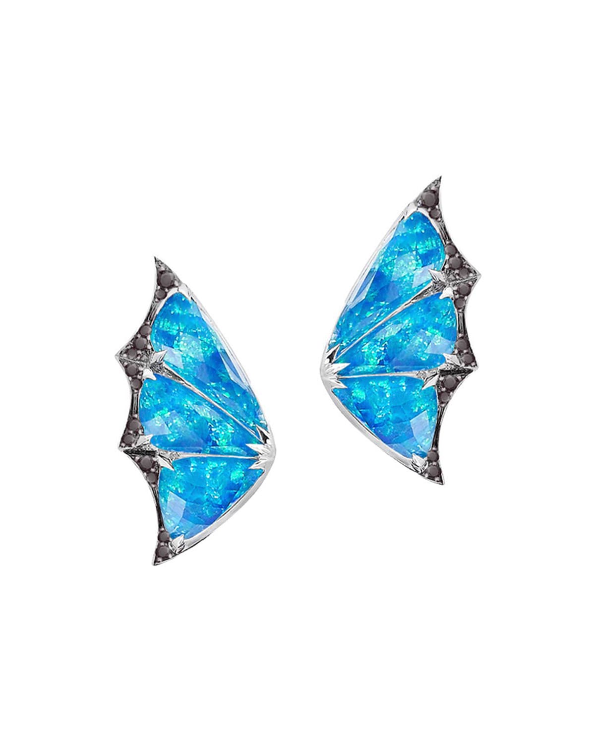 Crystal Haze Opal Quartz & Black Diamond Earrings