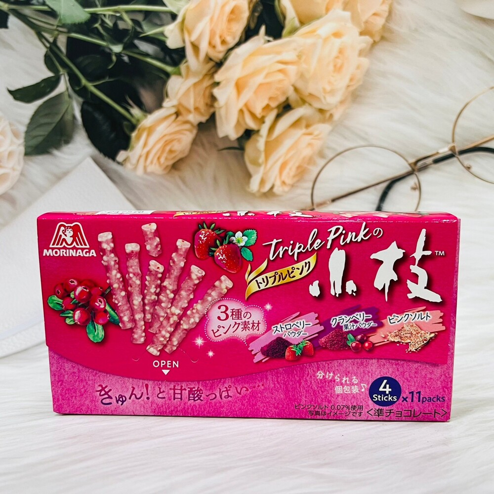 潼漾小舖 日本 morinaga 森永 小枝 莓果風味棒 61.6g 莓果風味小枝棒棒餅乾