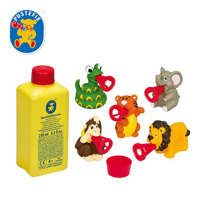 魔力泡泡補充液可加入各種Pustefix泡泡玩具中，讓吹泡泡的樂趣更持久！ 無毒、無害、環保，在任何衣物及地毯上都不會留下斑痕，不刺激寶貝幼嫩的皮膚，玩樂好安心！★德國原裝進口 七十年大廠★神奇泡泡配