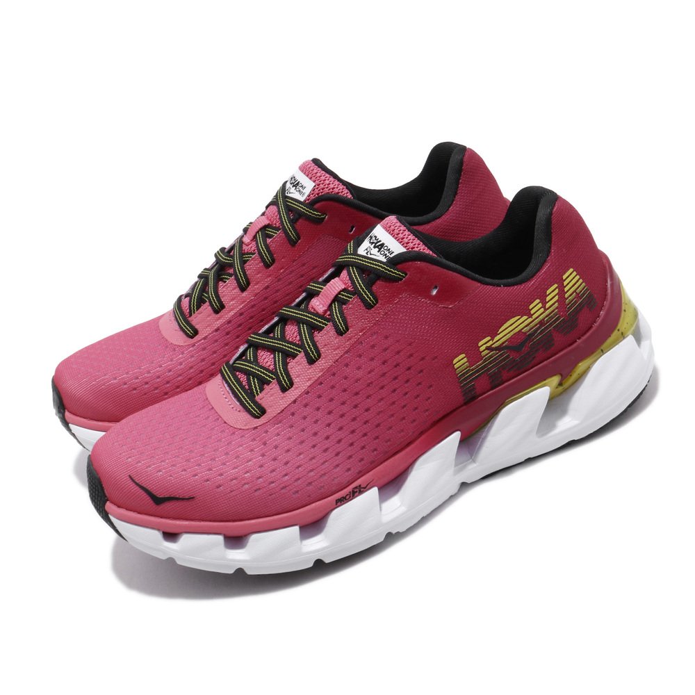 專業慢跑鞋品牌:HOKA ONE ONE型號:HO1019268HPCJ品名:W Elevon配色:粉色,黃色
