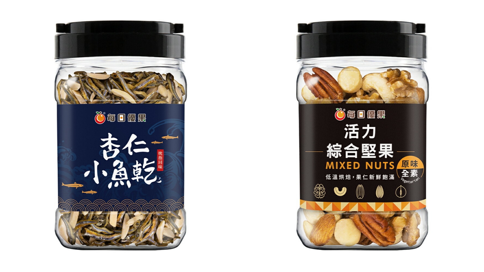 每日優果 罐裝杏仁小魚乾+罐裝活力綜合堅果含運組