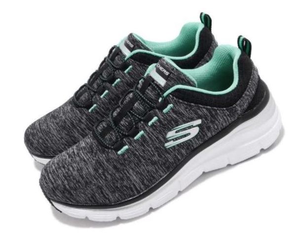 SKECHERS Fashion Fit-Up 女款休閒鞋 黑綠-NO.12716BKTQ