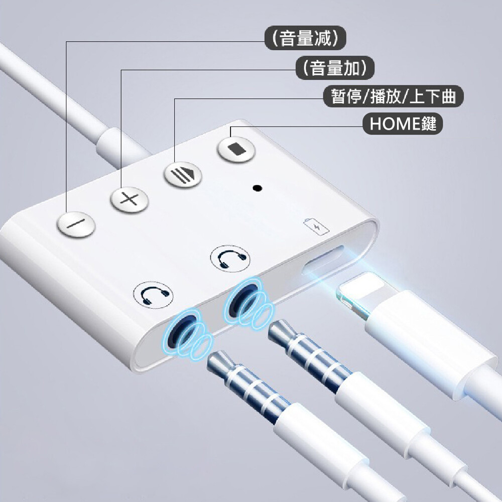 九合一多功能轉接頭蘋果轉接頭 多功能轉接頭 耳機轉接頭 lightning轉接線 商品特色 . 專為iphone設計的轉接頭 . 可同時進行充電及聽歌 . 可使用雙耳機同時聆聽音樂 . 迷你體積 極具