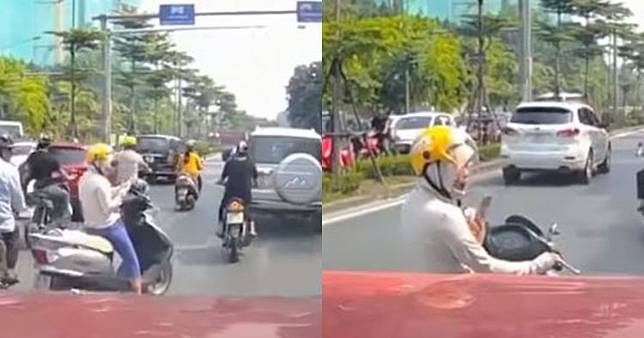 Aksi wanita main HP di tengah jalan ini bikin gemes, ada-ada saja