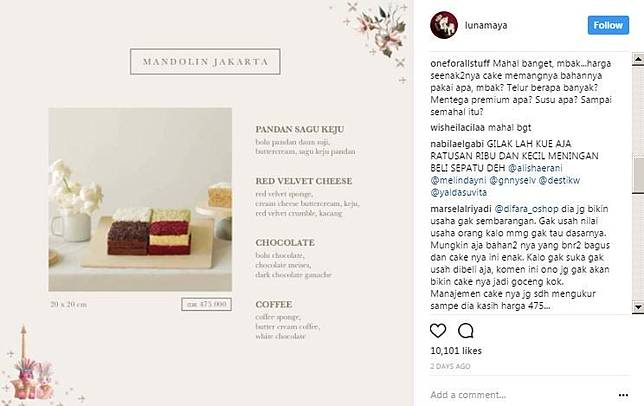 Penampakan Kue Produk Luna Maya Senilai Hampir Setengah Juta