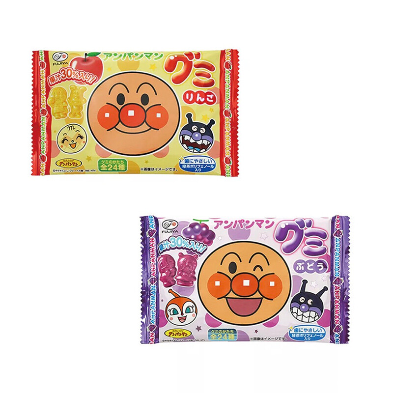 日本不二家麵包超人水果風味造型軟糖(蘋果/葡萄2種可選) 糖果 軟糖 口袋零食-丹尼先生雜貨舖