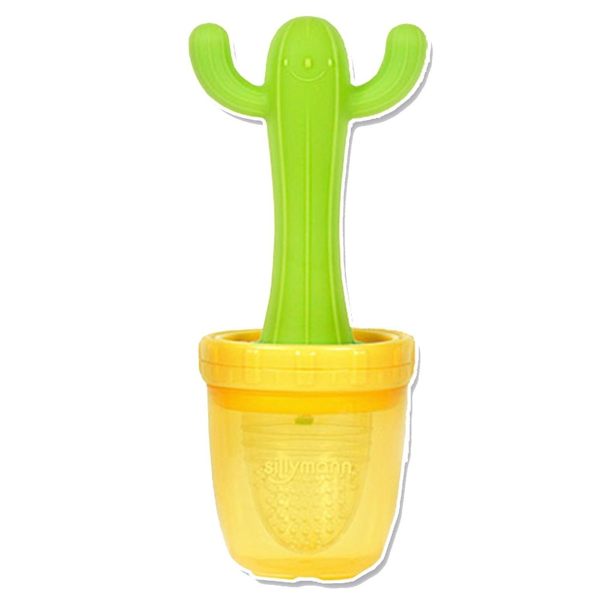 小饅頭** 韓國 sillymann 100%鉑金矽膠仙人掌蔬果固齒咬咬樂(綠色)