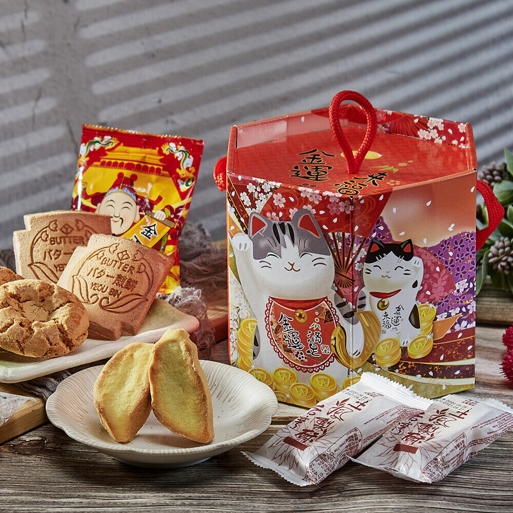 年節送禮綜合招財貓禮盒正宗瓦煎燒 香港桃酥 伴手禮神明生日拜拜 辦公室美食