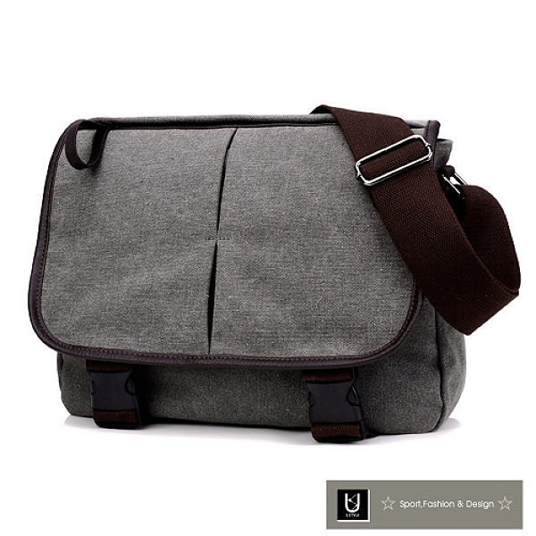 【US.STYLE】韓版牛仔掀蓋學院風肩背包(簡約灰)