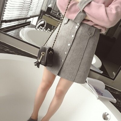 ★半身裙毛呢短裙-時尚韓版顯瘦包臀女裙子73kj19【獨家進口】【米蘭精品】