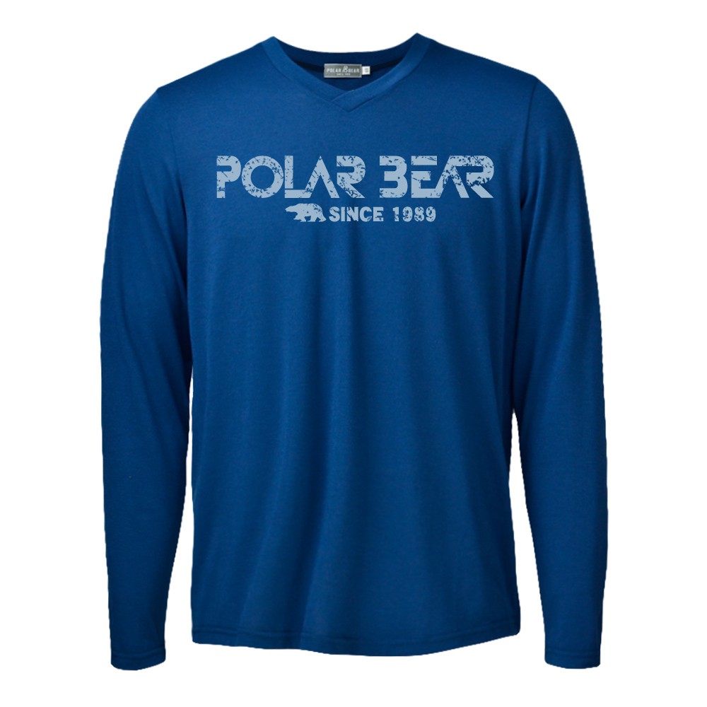 布料特性: 吸濕排汗 / 彈性快乾設計重點:1.吸濕排汗、彈性材質2.男款長袖T恤類3.前胸有印花設計4.經典百搭V領衫5.素色布面，穿著舒適