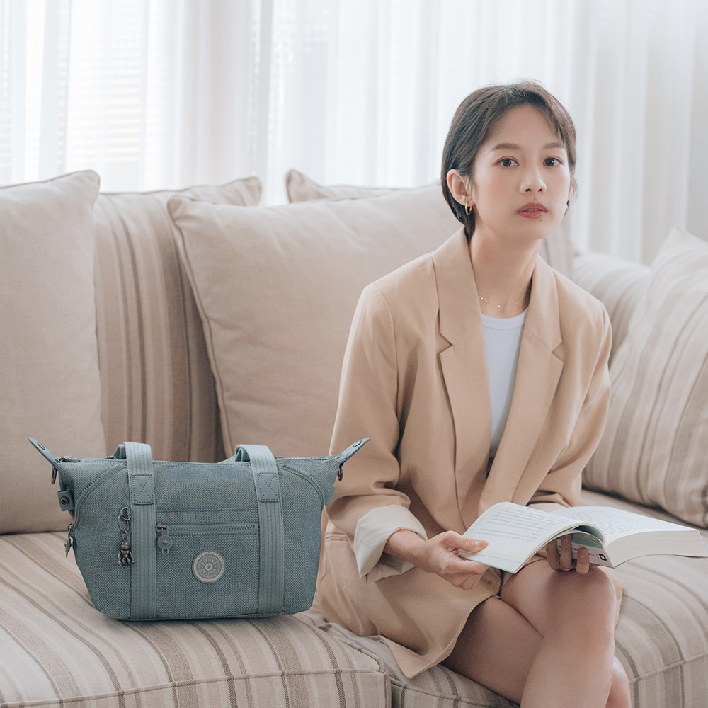 個性淺灰藍手提側背包-ART MINI