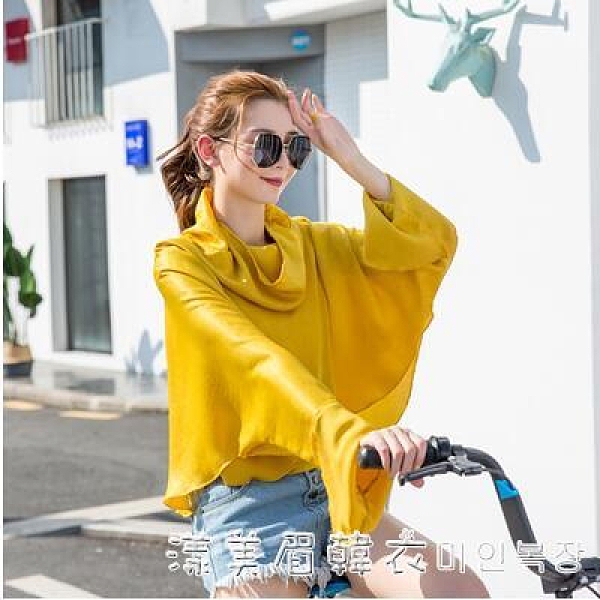 夏季防曬披肩女口罩薄款一體遮陽斗篷學車防紫外線開車騎車防曬衣 美眉新品