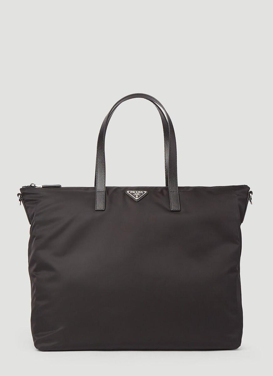 Prada Logo Plaque Tote Bag