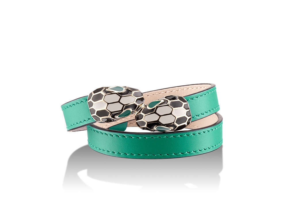 SERPENTI FOREVER 湖水綠碧璽色小牛皮多圈手環 39997