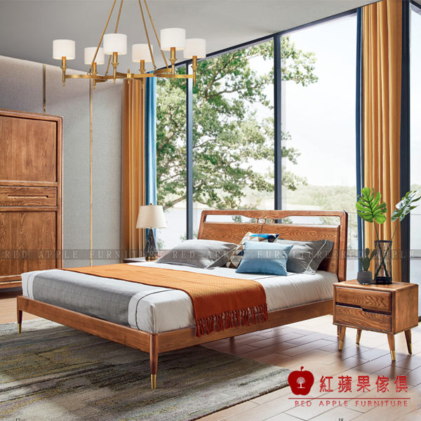 [紅蘋果傢俱]XS-A805 白蠟木系列 5尺/6尺床架 雙人床 床台 實木床架 床頭櫃 衣櫃 北歐風 現代簡約風