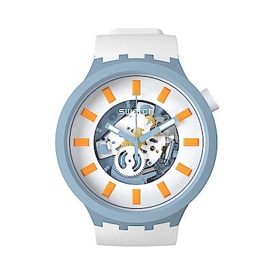 SWATCH 生物陶瓷 BIG BOLD 系列手錶 BLITE 晴空白-47mm