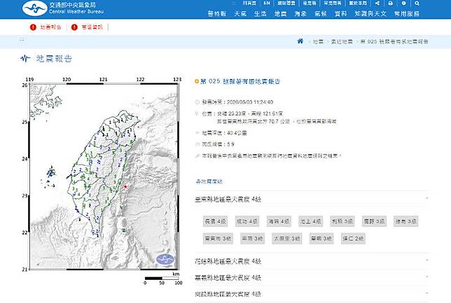 å°ç£æ±éƒ¨æµ·åŸŸ5 9ç´šåœ°éœ‡å°æ±èŠ±è