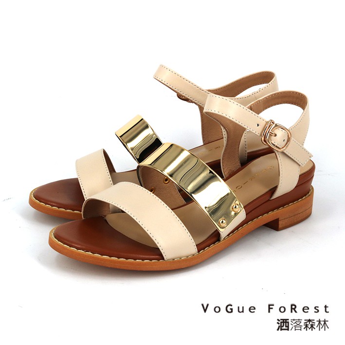 【VoGue FoRest】一字雙版後帶涼鞋 - 3399019- 米色 / 原價 3880元