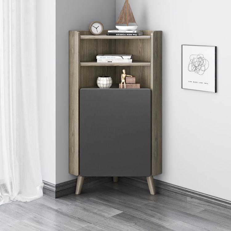 轉角櫃 轉角柜墻角臥室收納架客廳邊角柜橡木腿現代簡約角落三角形拐角柜