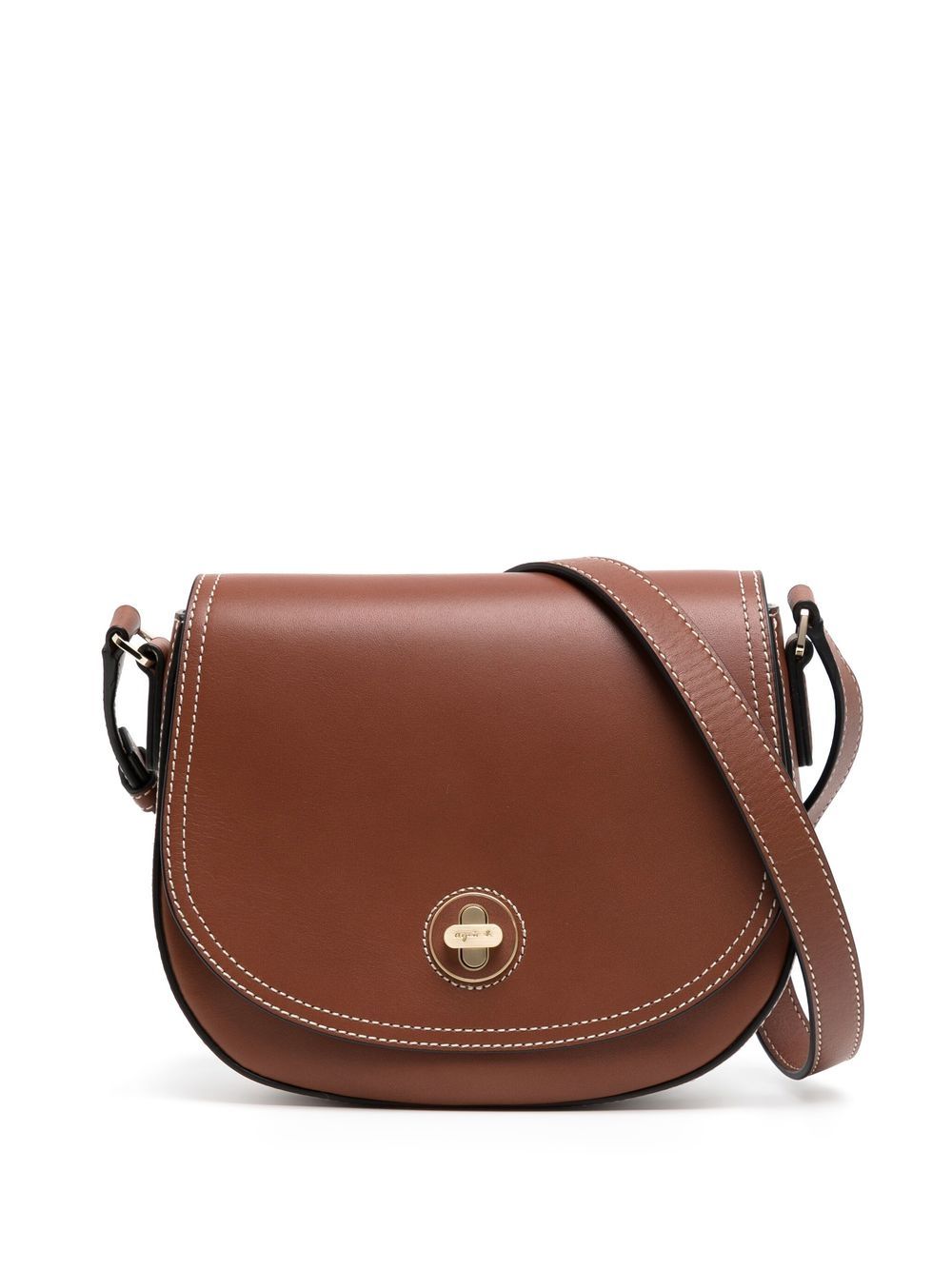 agnès b. - contrast-stitching leather bag - women - Calf Leather - One Size - Brown