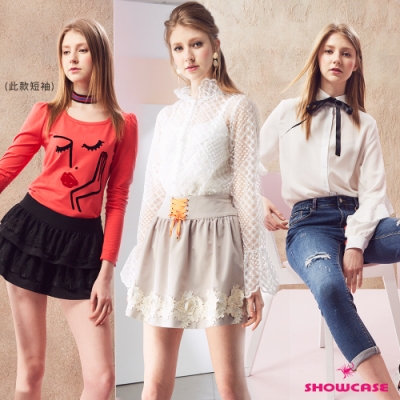 氣質舒適雪紡 輕甜荷葉襯衫 個性印花棉T