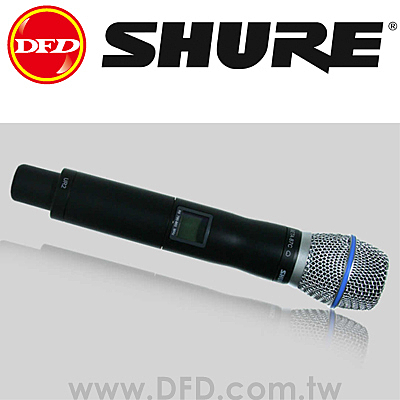 舒爾旗艦產品UR2無線手持式發射機，包含位圖式背光LCD顯示屏、紅外自動發射機同步和可切換的射頻功率