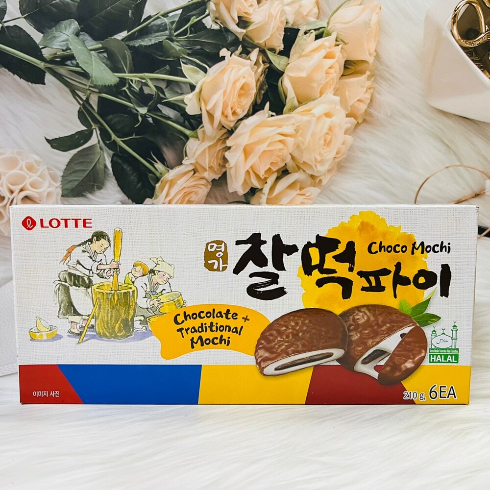 潼漾小舖韓國 lotte 樂天 巧克力年糕派 210g 年糕蛋糕 年糕餅 巧克力 麻糬餅 麻糬蛋