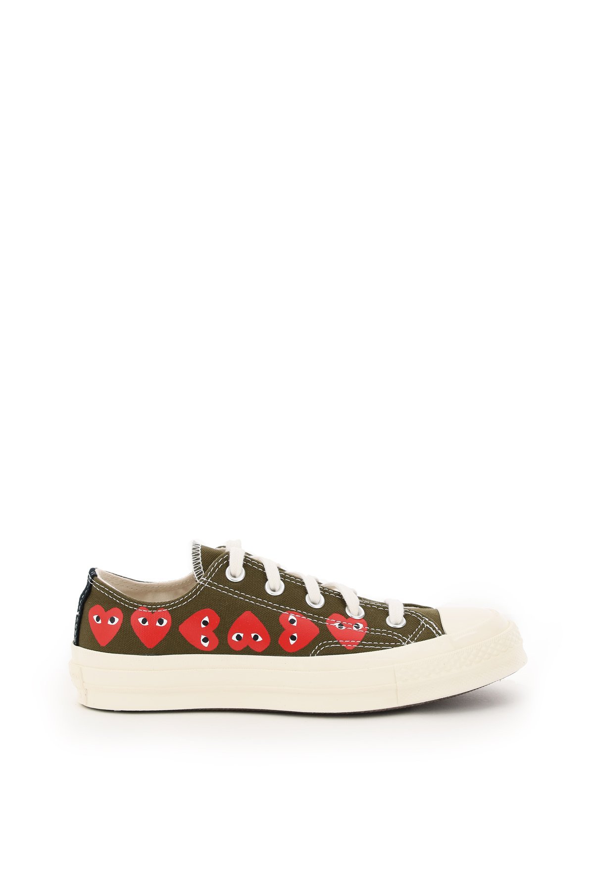 Chuck Taylor sneakers by Comme des Garcons Play x Converse in cotton canvas, featuring side prints o