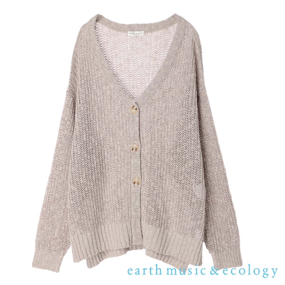 earth music&ecology 鏤空鈎織側開衩V領開襟罩衫(1L26L2D0100)