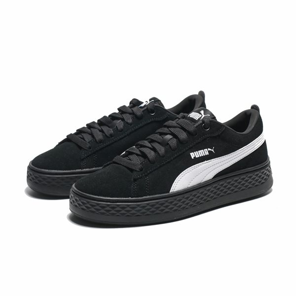 PUMA SMASH PLATFORM SD 黑 白logo 麂皮 增高 厚底 休閒 女(布魯克林) 36648802